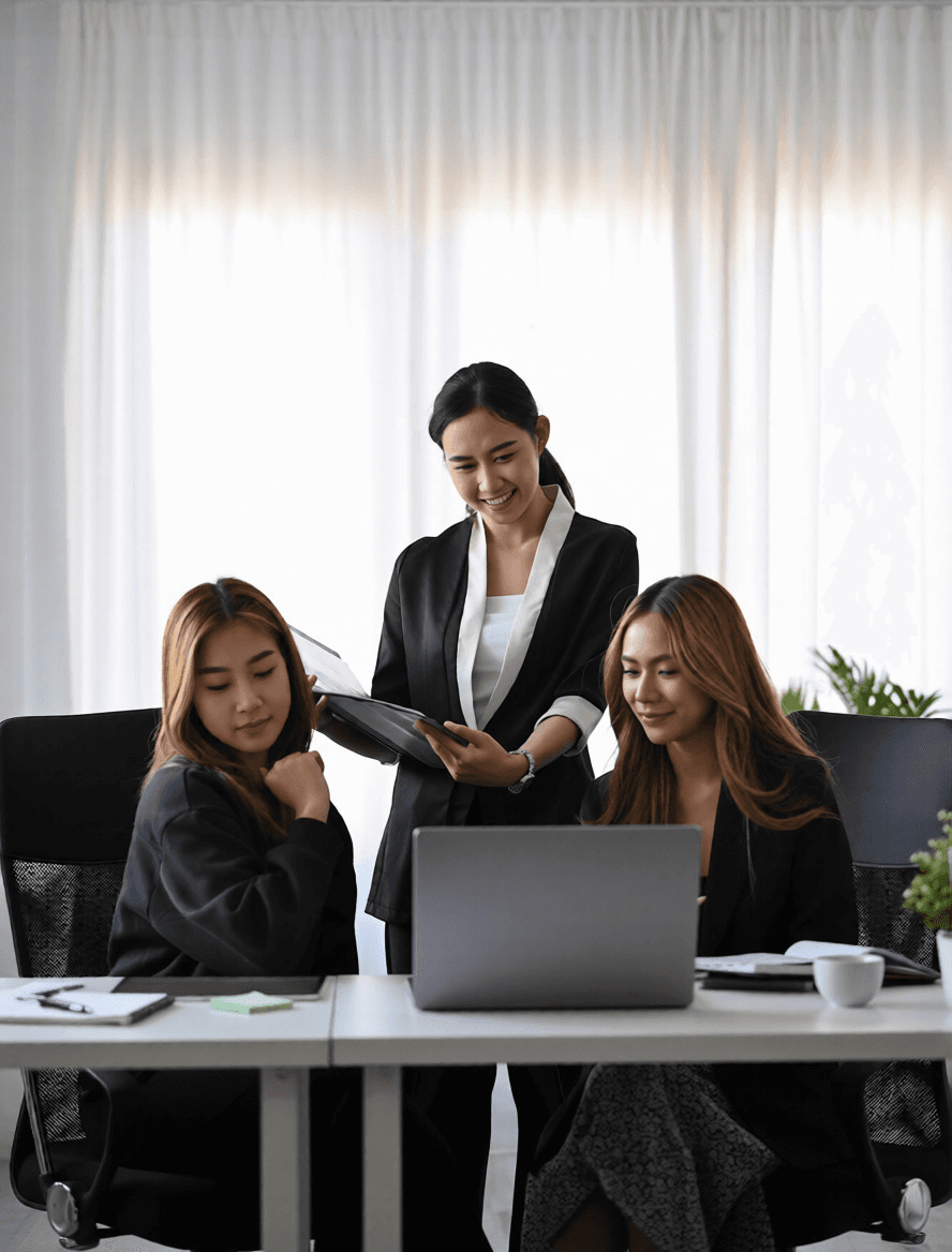 Professional team collaborating in a modern office